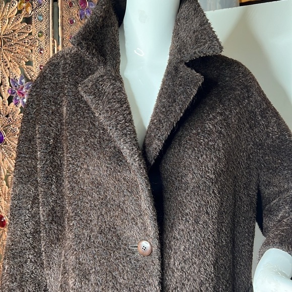 MaxMara Sz 8 Brown Pointed Collar Patch Pockets Button Closure - Picture 8 of 13